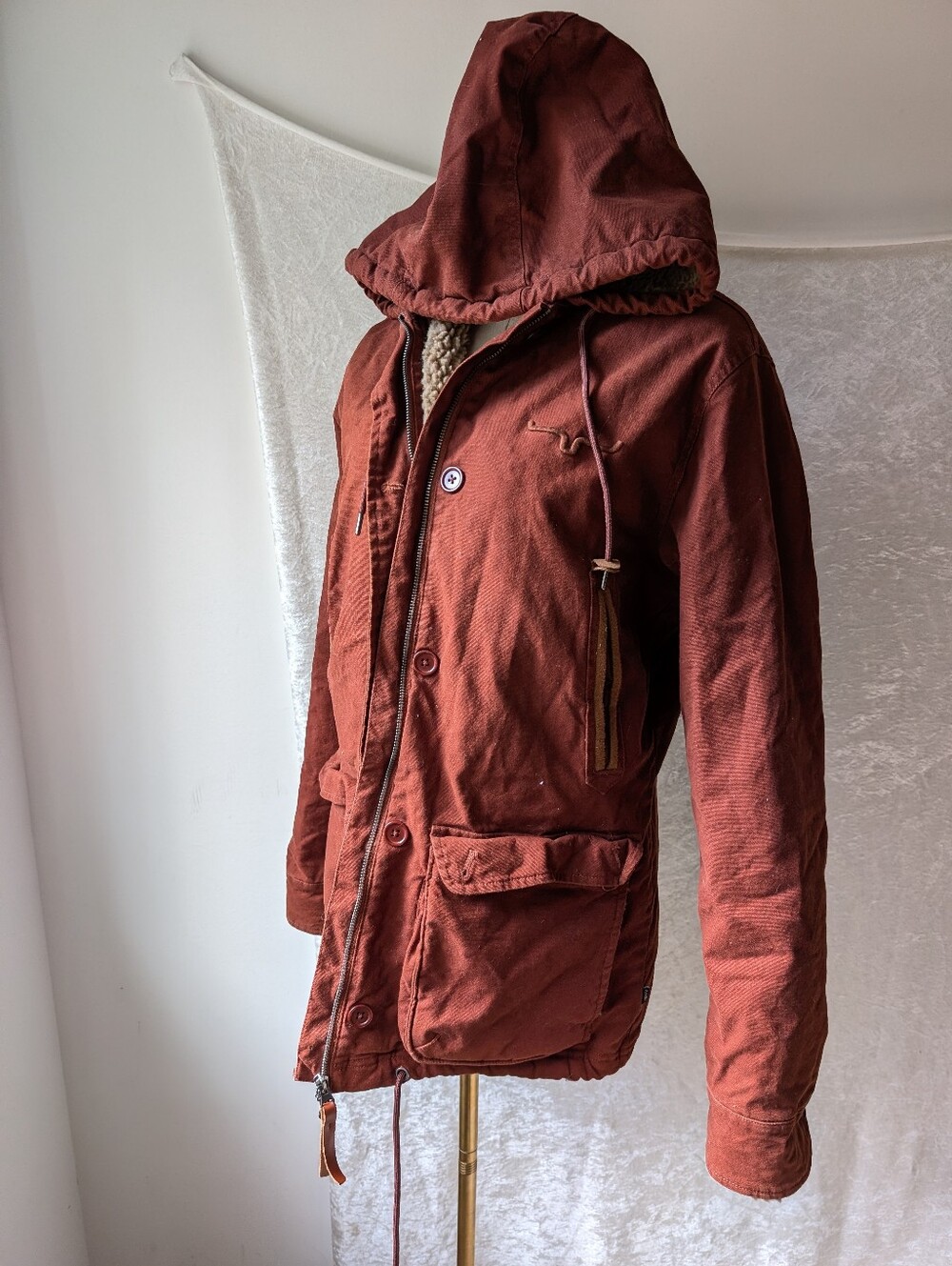 Kimes Ranch Awa Chore Coat In Rust Sherpa Lined Western Uncomplicated Hooded
